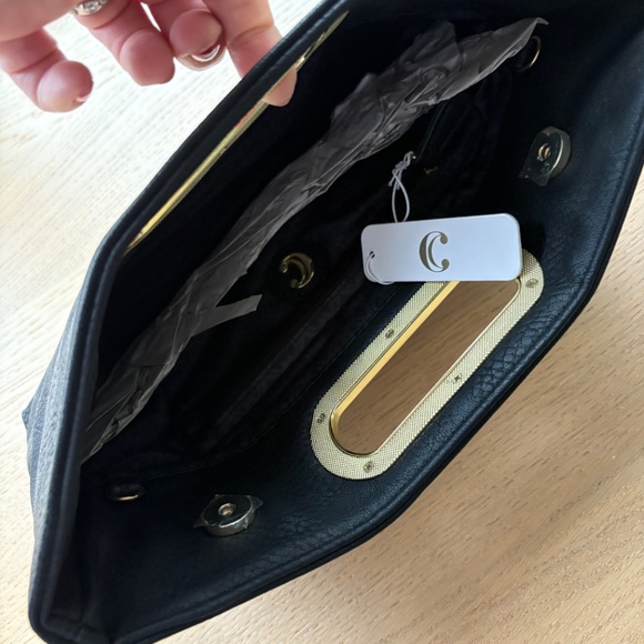 Charming Charlie Black and Gold Clutch - Picture 3 of 4
